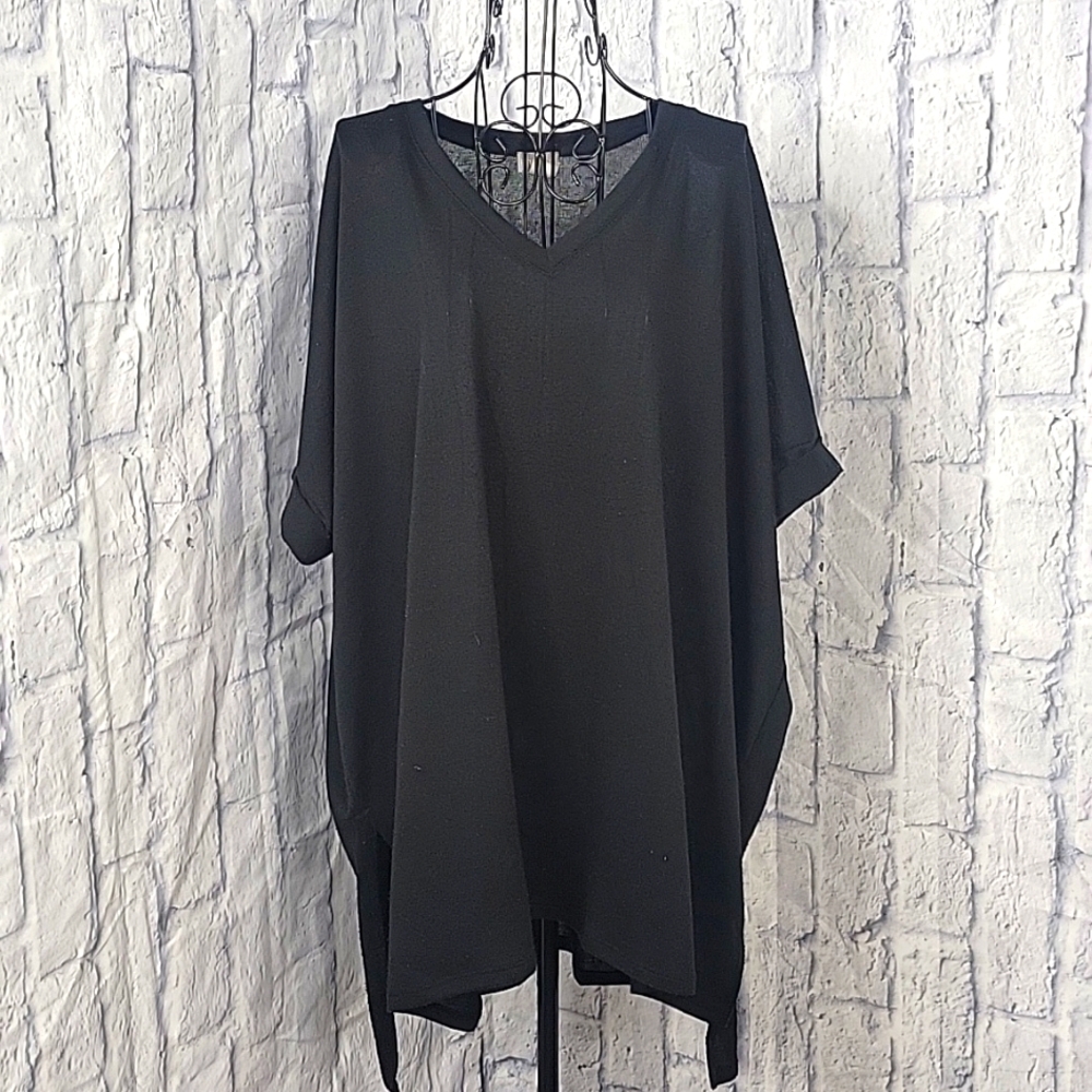 CHICO'S Black V Neck Dolman Sleeves Women's Blouse M/L